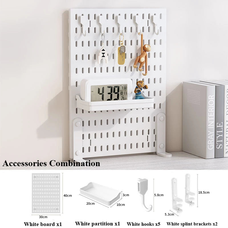 INS Style Punch-free Hole Board Wall Shelf Hooks Self-adhesive Desk Vertical Rack Accessories Hook Wall Decoration Organizer