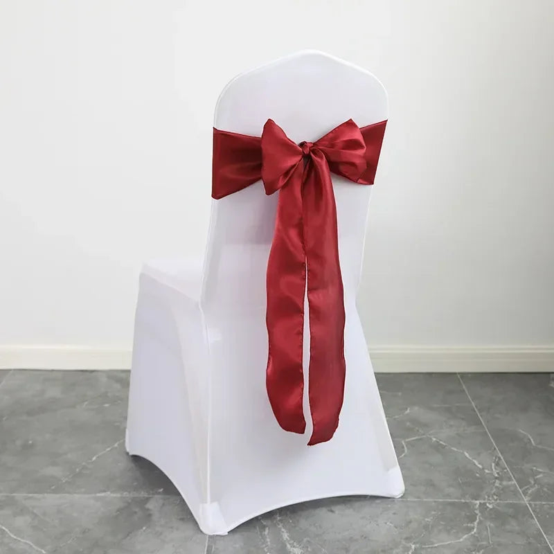 Satin Sash Bow Tie Self-Tie Wedding Decoration Chair - Shiny Look Luxury for Birthday Party Festival Hotel Holiday Dining Room