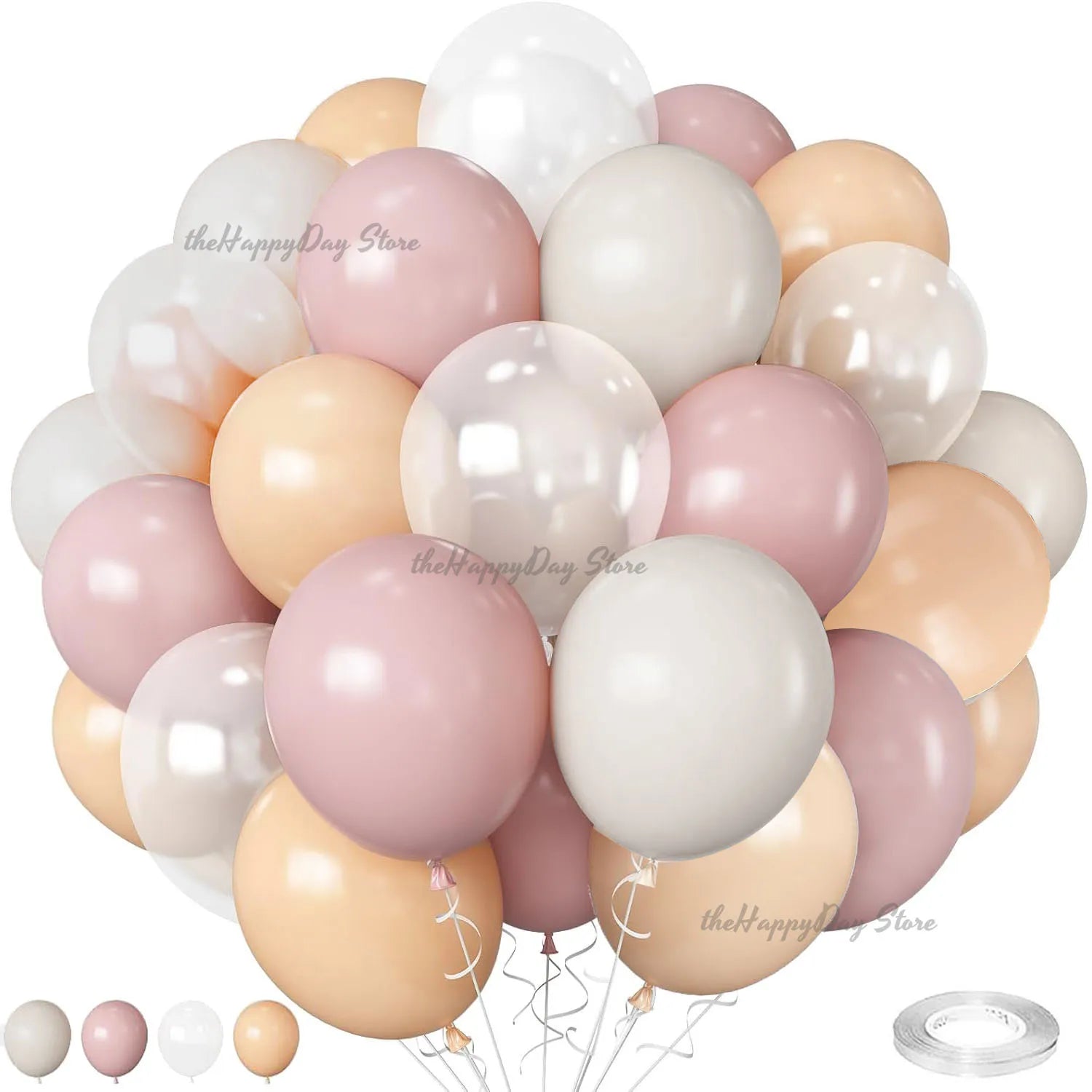 40Pcs Boho Pink Sand White Latex Balloons 10inch Metal Chrome Gold Balloons for Birthday Wedding Baby Shower Party Decor Globos
