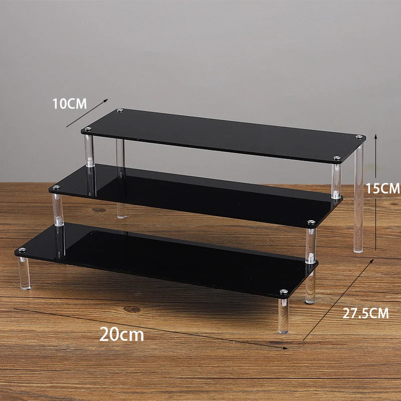 Black Acrylic Riser Display Shelf Perfume Stand Cologne Cupcake Stand for Funko POP Figures Desserts Holder Collection Cosmetic