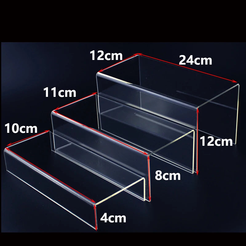 Acrylic Riser,Rectangular Acrylic Display Stand Shelf Clear Display Risers for Decor,Cake,Funko Pop,Retail Shoe Showcase Shelves