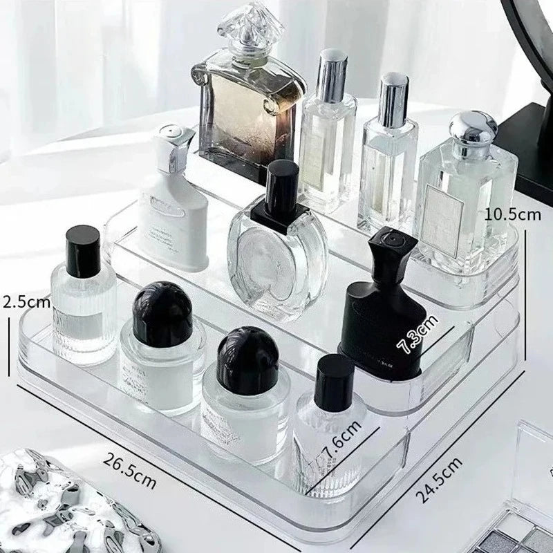 3 Tier Desktop Perfume Shelf PET Cosmetic Organizer Perfume Storage Rack Doll Display Stand Kitchen Seasoning Organizer