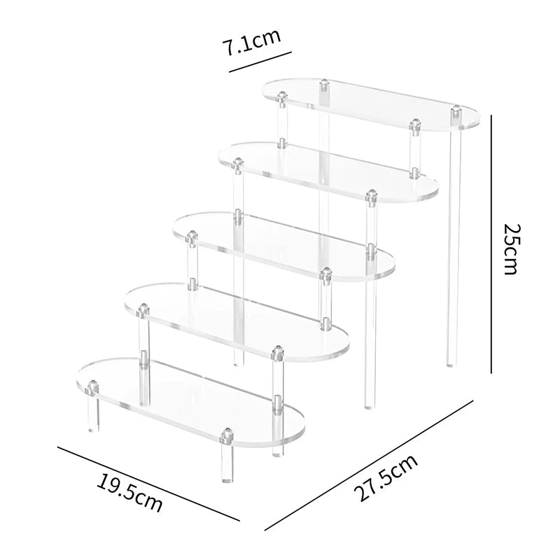 Acrylic Display Stand Rounded Corners Display Shelf Cupcake Perfume Jewelry Organizer Transparent Shelves Storage Organization