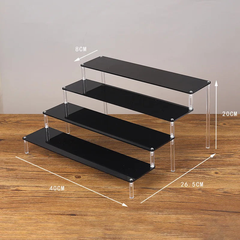Black Acrylic Riser Display Shelf Perfume Stand Cologne Cupcake Stand for Funko POP Figures Desserts Holder Collection Cosmetic