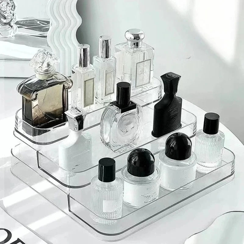 3 Tier Desktop Perfume Shelf PET Cosmetic Organizer Perfume Storage Rack Doll Display Stand Kitchen Seasoning Organizer