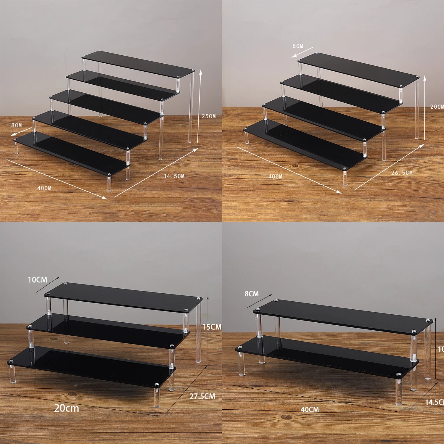 Black Acrylic Riser Display Shelf Perfume Stand Cologne Cupcake Stand for Funko POP Figures Desserts Holder Collection Cosmetic