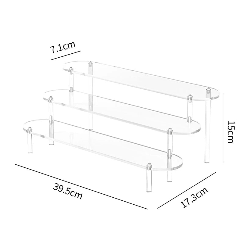 Acrylic Display Stand Rounded Corners Display Shelf Cupcake Perfume Jewelry Organizer Transparent Shelves Storage Organization
