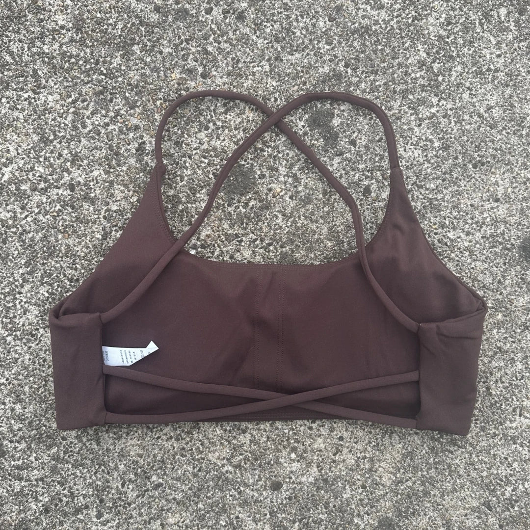 Sexy Soft Fitness Sport Bra Spaghetti Strap Cross Back Hollow Women Top Tight Gym Yoga underwear Athletic Workout With Chest Pad